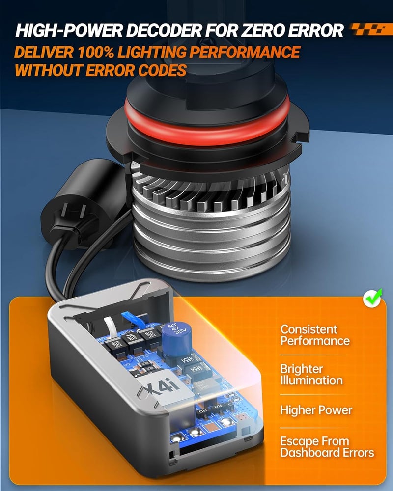 SEALIGHT 9007/HB5 لمبات، X4I 9007/HB5 لمبة ضوء أمامي ضبابية مع حلقة قفل قابلة للتعديل، مروحة تبريد، 70,000LM سطوع فائق، توصيل وتشغيل، ضوء ضباب، عبوة من 2 - Image 4